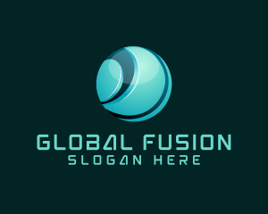 3D Digital Technology Globe logo design