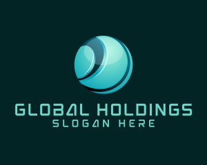 3D Digital Technology Globe logo design