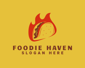 Flaming Taco Snack logo design