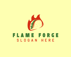 Flaming Taco Snack logo design