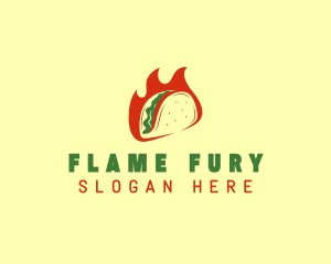 Flaming Taco Snack logo design