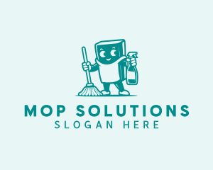 Mop Janitorial Cleaner logo design