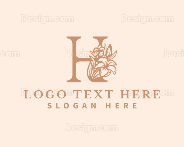 Organic Floral Flower Letter H Logo