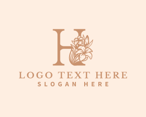 Organic Floral Flower Letter H logo