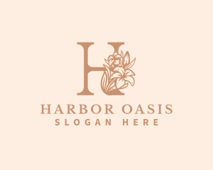 Organic Floral Flower Letter H logo design