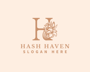 Organic Floral Flower Letter H logo design