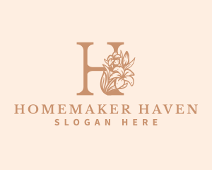 Organic Floral Flower Letter H logo design