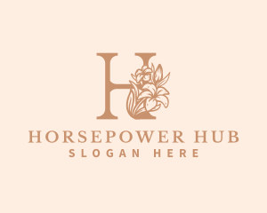 Organic Floral Flower Letter H logo design