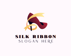 Ribbon High Heel Shoe logo design