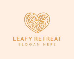 Leaf Flower Heart logo design