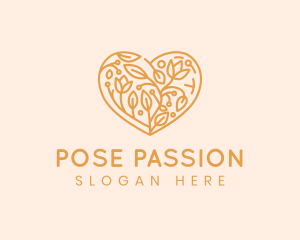 Leaf Flower Heart logo design