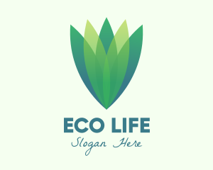 Green Gradient Eco Leaves logo design