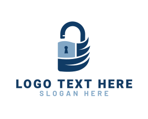 Blue Security Padlock logo