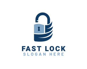 Blue Security Padlock logo design