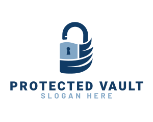 Blue Security Padlock logo design