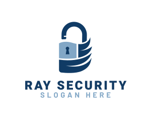 Blue Security Padlock logo design