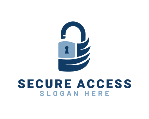 Blue Security Padlock logo design