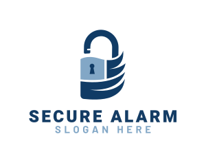 Blue Security Padlock logo design