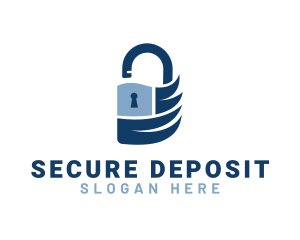 Blue Security Padlock logo design