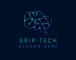 Tech Circuit Brain logo design