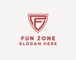 Red Security Shield Letter F logo design