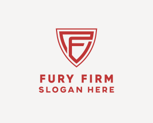 Red Security Shield Letter F logo design