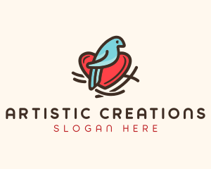 Bird Nest Heart logo design