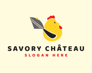 Chicken Rooster Knife logo design