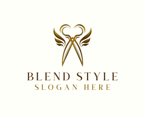 Scissors Hair Styling Wings logo design