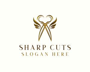 Scissors Hair Styling Wings logo design