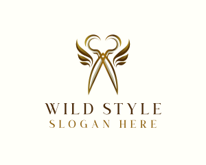 Scissors Hair Styling Wings logo design