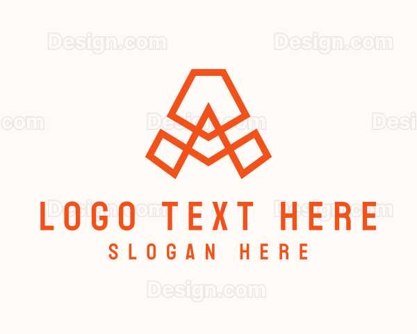 Orange Modern A Outline Logo