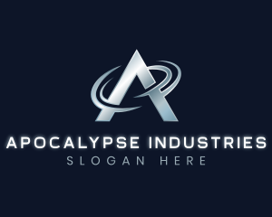 Metallic Tech Industrial Letter A logo design