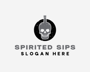 Skull Liquor Bottle logo design