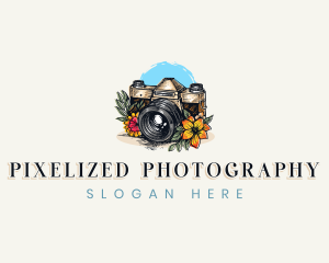 Camera Floral Photography  logo design