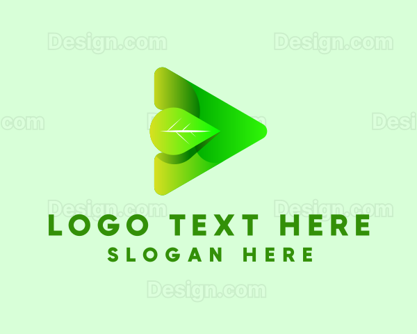 Leaf Play Button Arrow Logo