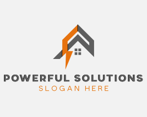 House Electricity Lightning Power logo design