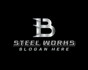 Industrial Steel Blade Letter B logo