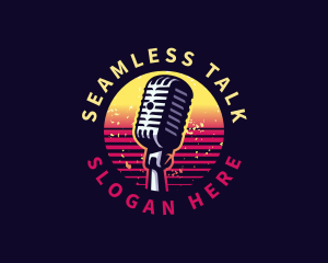 Retro Podcast Microphone logo design