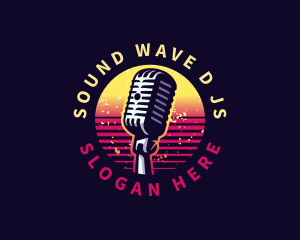 Retro Podcast Microphone logo design