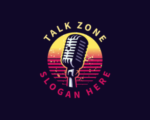 Retro Podcast Microphone logo design