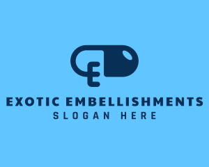 Blue Medical Pill Letter E logo design