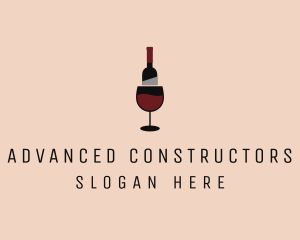 Red Wine Bottle Glass logo design