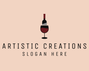 Red Wine Bottle Glass logo design