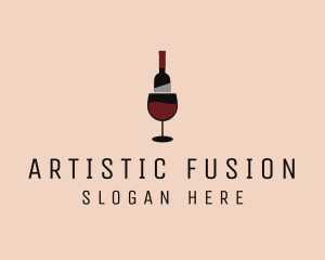 Red Wine Bottle Glass logo design