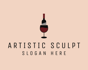 Red Wine Bottle Glass logo design