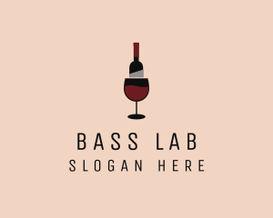 Red Wine Bottle Glass logo design