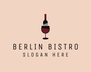 Red Wine Bottle Glass logo design