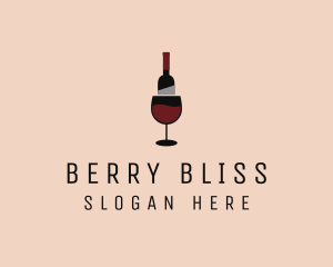 Red Wine Bottle Glass logo design