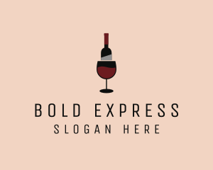 Red Wine Bottle Glass logo design